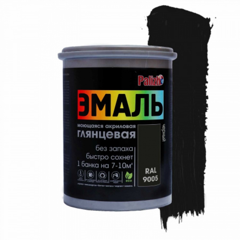 Эмаль глянцевая Palizh® акриловая черный № 608 RAL 9005 (1 кг)