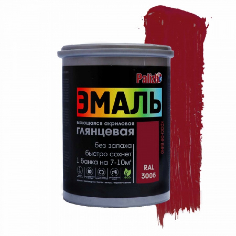 Эмаль глянцевая Palizh® акриловая красное вино № 612 RAL 3005 (1 кг)