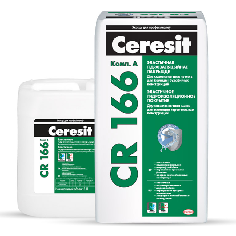 Эластичное гидроизоляционное покрытие Ceresit® CR166 двухкомпонентное (24 кг)