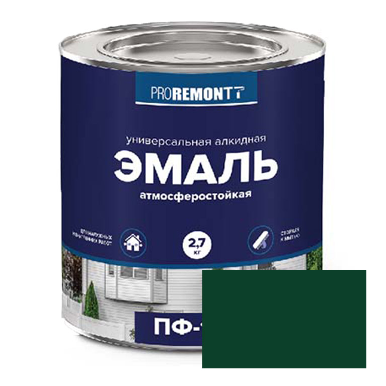 Эмаль  ProremontT зеленая ПФ-115 (2,7кг)