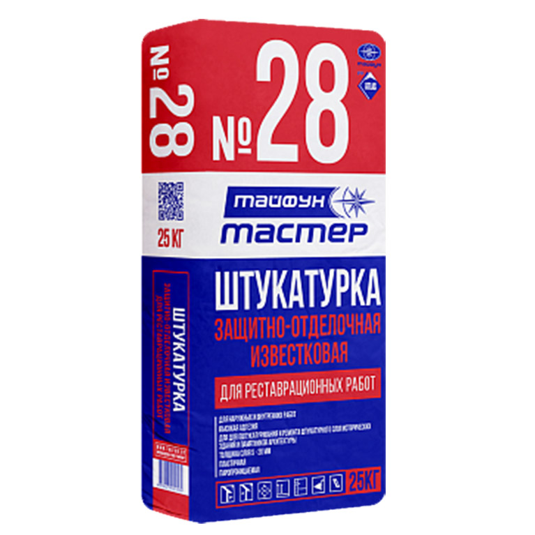 Штукатурка известковая Тайфун Мастер №28 белая эластичная (25 кг)