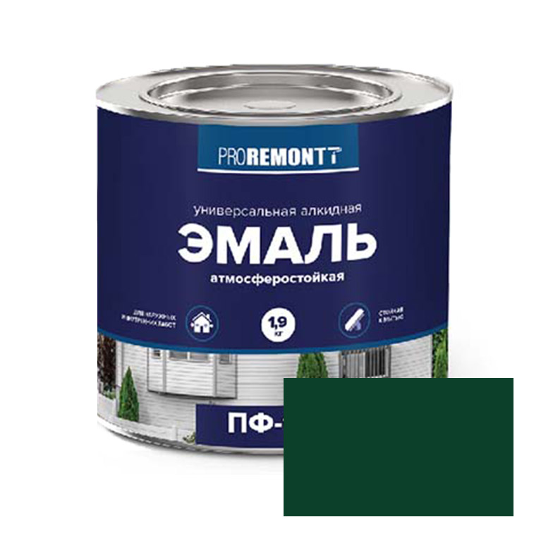 Эмаль  ProremontT зеленая ПФ-115 (1,9кг)