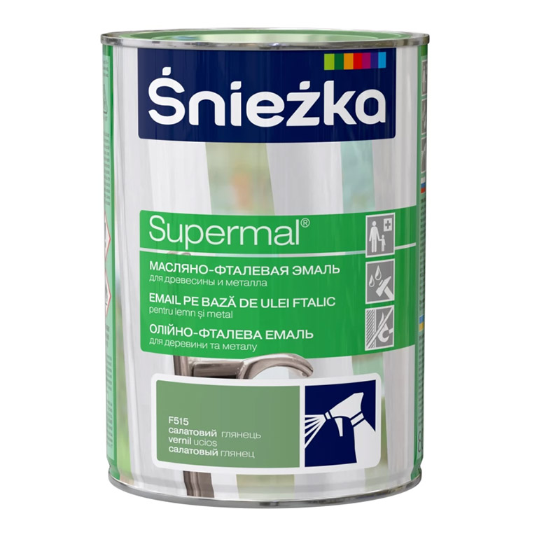 Эмаль Sniezka® Supermal масляно фталевая салатовая F515 (0,8 л) для окон и дверей