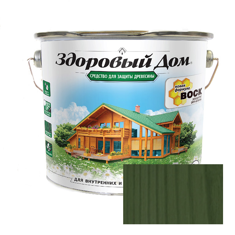 Защитно-декоративный состав Здоровый Дом  еловая зелень  (3л)