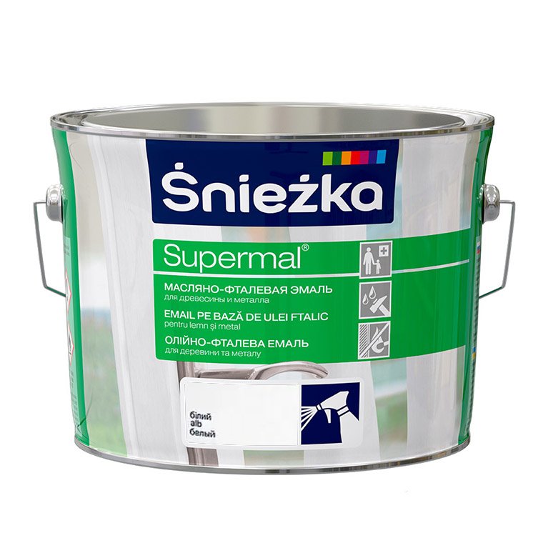 Эмаль Sniezka® Supermal масляно фталевая белая матовая  (2,5 л) для окон и дверей