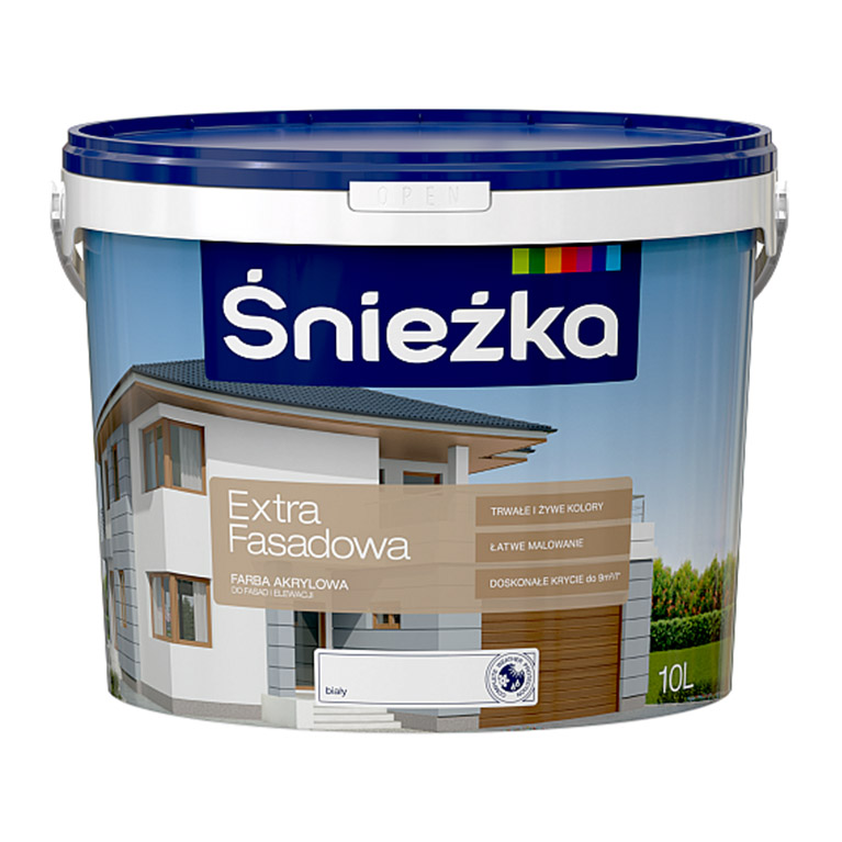 Краска фасадная Sniezka® Fasadowa акриловая белая  (10 л) для фасадов