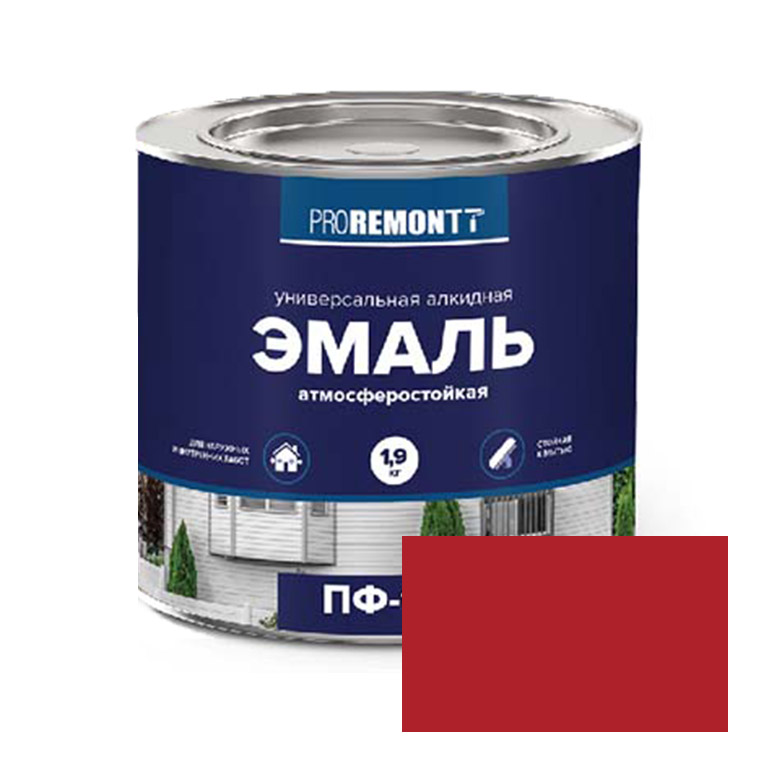 Эмаль  ProremontT красная ПФ-115 (1,9кг)