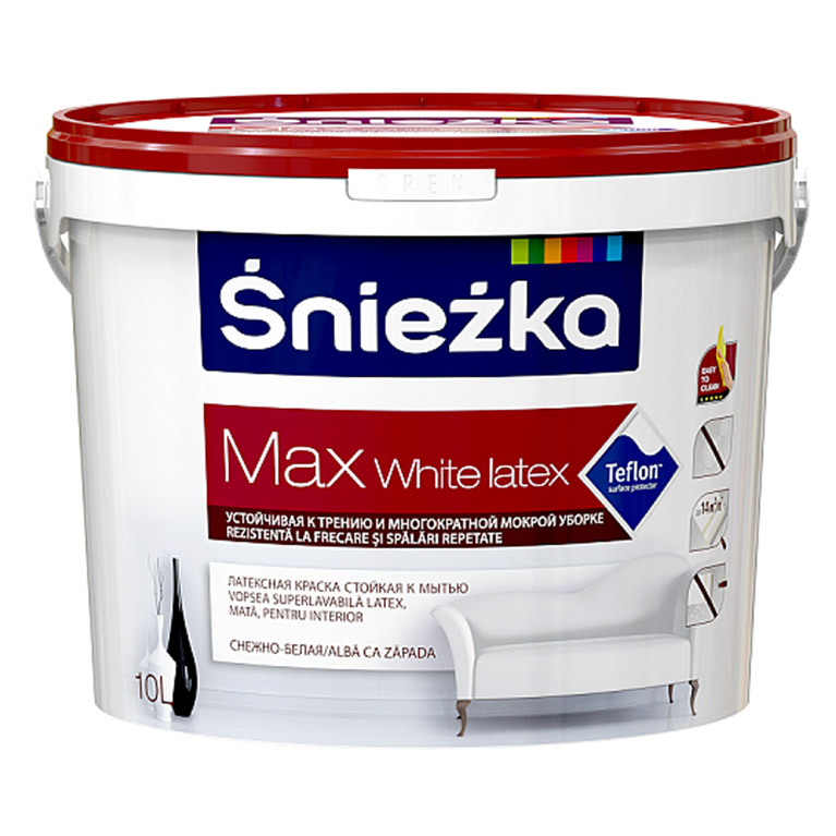 Краска интерьерная Sniezka® Max White latex латексная белая  (1 л) интерьерная