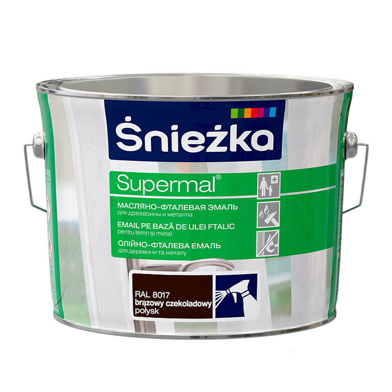 Эмаль Sniezka® Supermal масляно фталевая коричнево-шоколадная RAL8017 (2,5 л) для окон и дверей