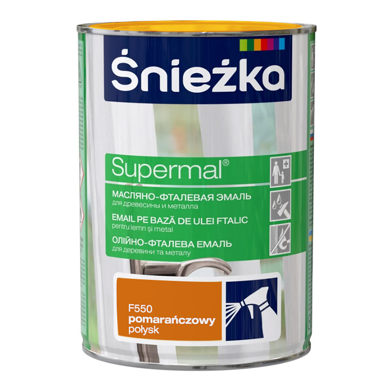 Эмаль Sniezka® Supermal масляно фталевая оранжевая F550 (0,8 л) для окон и дверей