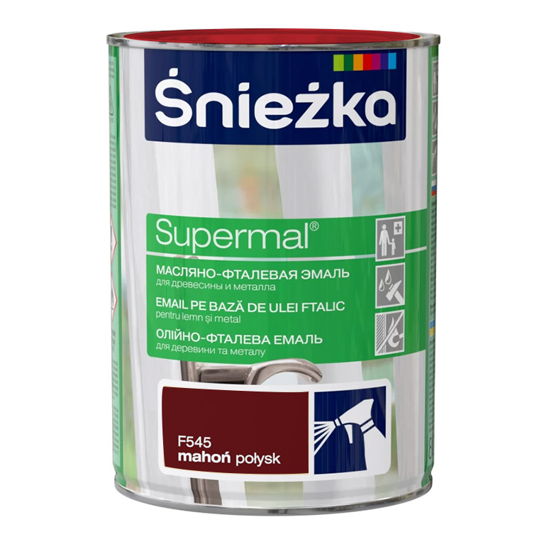 Эмаль Sniezka® Supermal масляно фталевая махон F545 (0,8 л) для окон и дверей