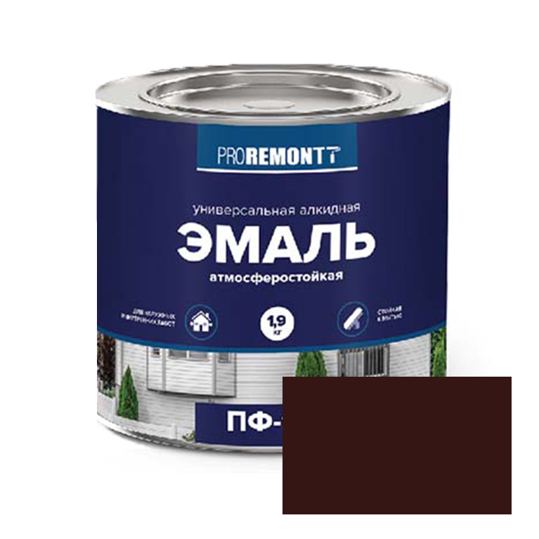 Эмаль  ProremontT шоколадно-коричневая ПФ-115 (1,9кг)
