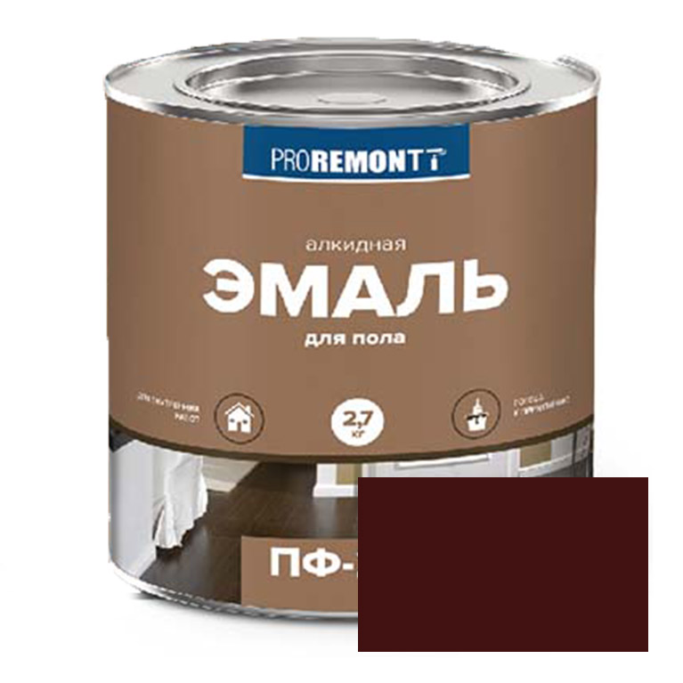 Эмаль  ProremontT красно-коричневая ПФ-266 для пола (2,7кг)