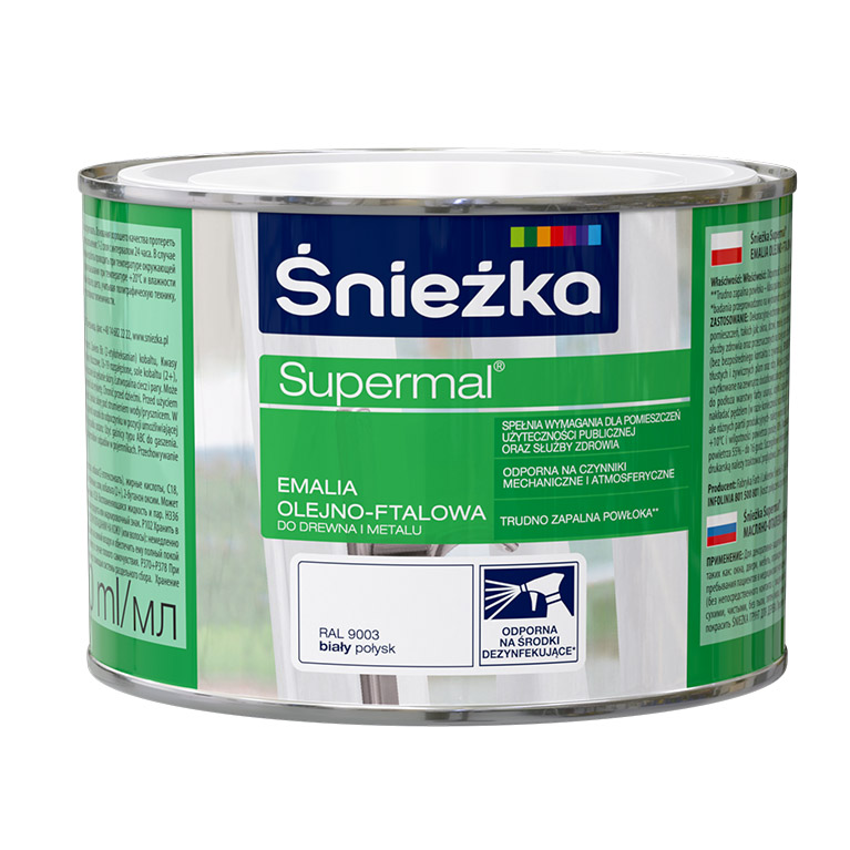 Эмаль Sniezka® Supermal масляно фталевая белая RAL9003 (0,2 л) для окон и дверей