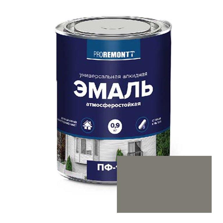 Эмаль  ProremontT серая ПФ-115 (0,9кг)