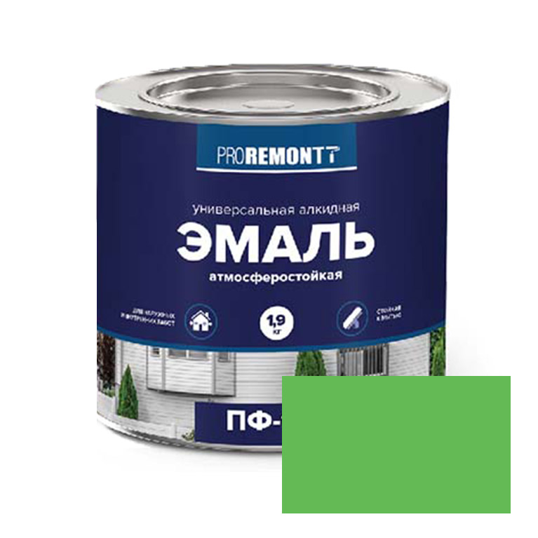 Эмаль  ProremontT салатовая ПФ-115 (1,9кг)