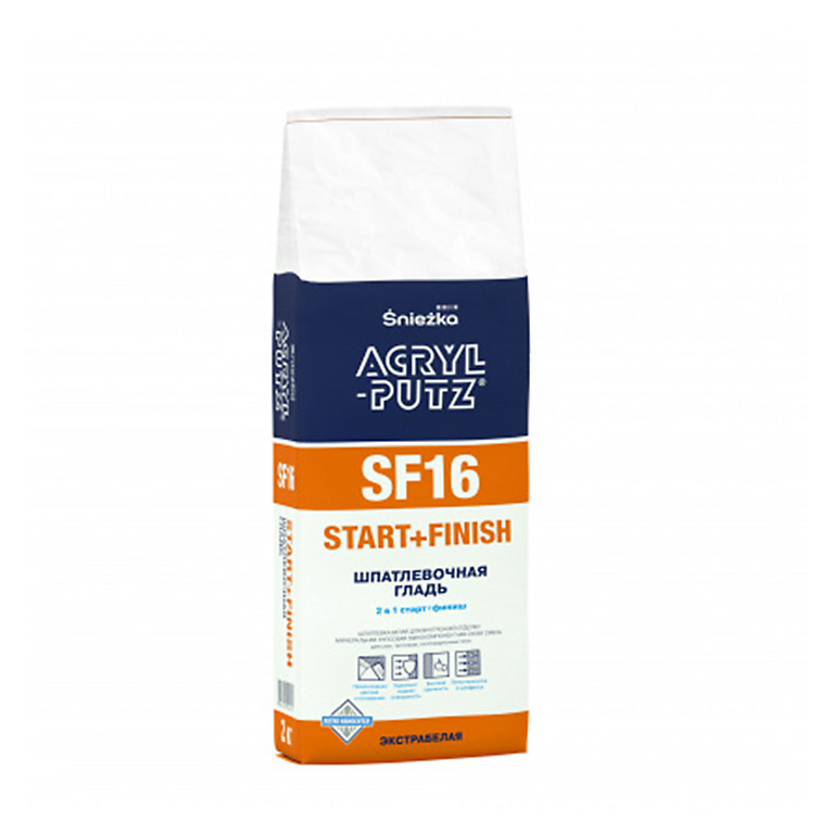 Шпатлевка Acryl-Putz® Start+Finish SF16 белая V03 (2 кг)