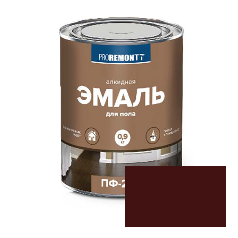 Эмаль  ProremontT красно-коричневая ПФ-266 для пола (0,9кг)