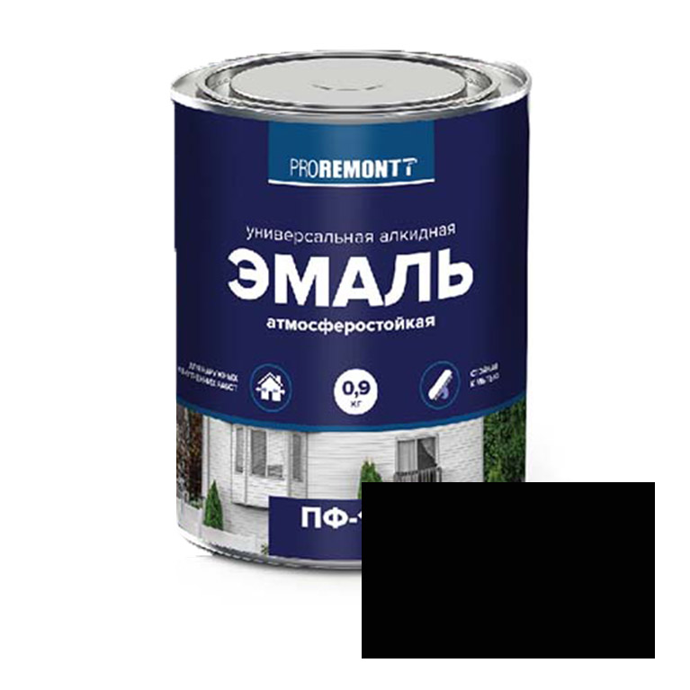 Эмаль  ProremontT черная ПФ-115 (0,9кг)
