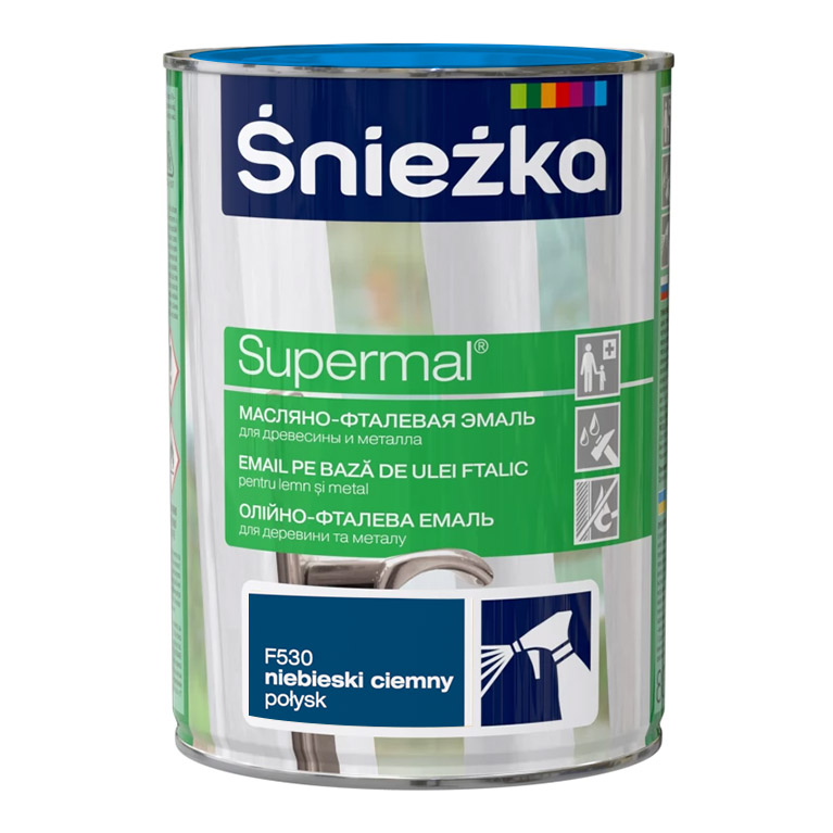 Эмаль Sniezka® Supermal масляно фталевая темно-синяя F530 (0,8 л) для окон и дверей